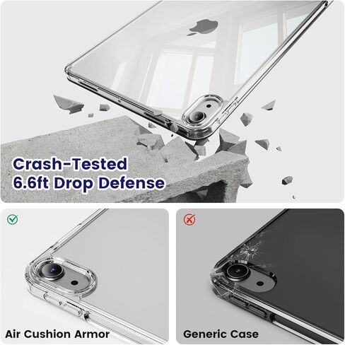 Case for iPad (A16) 11th/10th Generation 11''/10.9'' 2025/2022, 2 in 1 Removable Cover with Transparent Back, Soft Shockproof TPU Frame, Auto Wake/Sleep, Touch ID Support (Cream White) in Kuwait