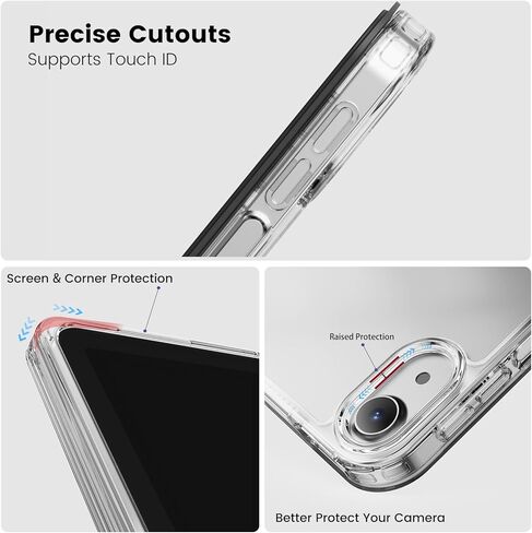 Case for iPad (A16) 11th/10th Generation 11''/10.9'' 2025/2022, 2 in 1 Removable Cover with Transparent Back, Soft Shockproof TPU Frame, Auto Wake/Sleep, Touch ID Support (Cream White) in Kuwait