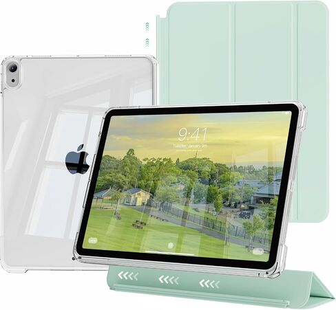 Case for iPad (A16) 11th/10th Generation 11''/10.9'' 2025/2022, 2 in 1 Removable Cover with Transparent Back, Soft Shockproof TPU Frame, Auto Wake/Sleep, Touch ID Support (Cream White) in Kuwait
