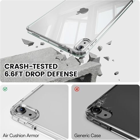 Case for iPad (A16) 11th/10th Generation 11''/10.9'' 2025/2022, 2 in 1 Removable Cover with Transparent Back, Soft Shockproof TPU Frame, Auto Wake/Sleep, Touch ID Support (Cream White) in Kuwait