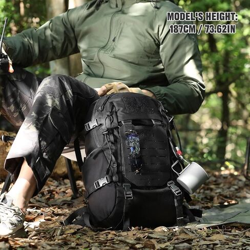 25L Tactical Backpack, Small Hiking Backpack with Expandable MOLLE Front and Laptop Sleeve, Biking Motorcycle Backpacks for Men in Saudi Arabia