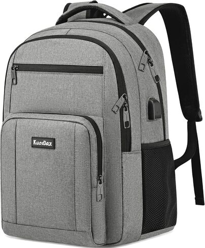 School Backpacks for Teen Boys Girls, Large Bookbag with USB Charger Port, Laptop Backpack for Men and Women, Water Resistant College Backpack Fit 15.6 Inch Laptop, Black in Kuwait