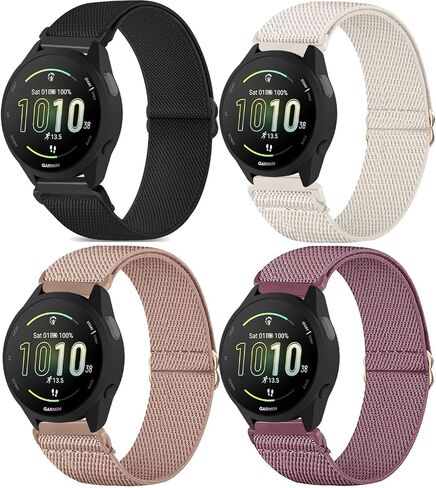 4 Pack Stretchy Watch Bands Compatible with Garmin Forerunner 165, Loop Nylon Elastic Fabric Strap for Garmin Forerunner 165 Music Watch in Kuwait