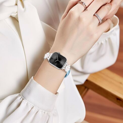 فرقة جلدية Sololup لفرقة Apple Watch للنساء 40 مم 41 مم 42 مم 38 مم 44 مم 45 مم 46 مم 49 ملم ، سوار لطيف رقيق نحيف مع مشبك مصمم بلينغ لسلسلة Iwatch Ultra 10 9 8 7 6 5 4 3/SE/2nd in Kuwait