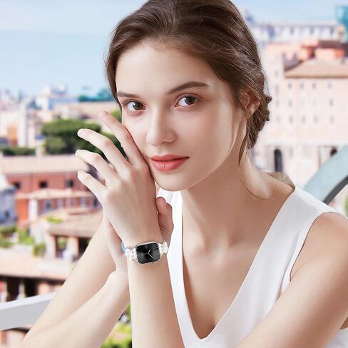 فرقة جلدية Sololup لفرقة Apple Watch للنساء 40 مم 41 مم 42 مم 38 مم 44 مم 45 مم 46 مم 49 ملم ، سوار لطيف رقيق نحيف مع مشبك مصمم بلينغ لسلسلة Iwatch Ultra 10 9 8 7 6 5 4 3/SE/2nd in Kuwait