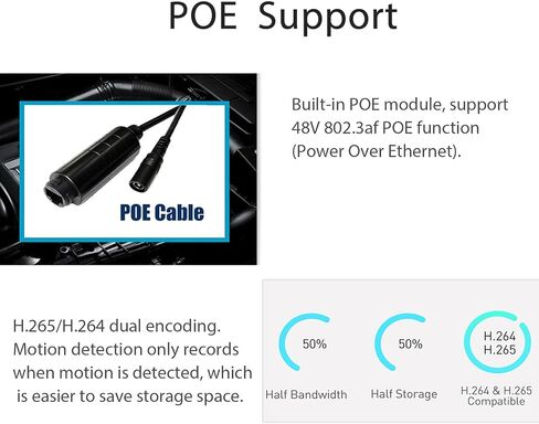 5MP Mini Security Indoor POE IP Camera Built in Microphone,Audio Camera 3.6mm Lens 80° Remote Viewing P2P CCTV Video Mini cam H.265 Motion Detection (I706-P-A-HS-S) in Kuwait