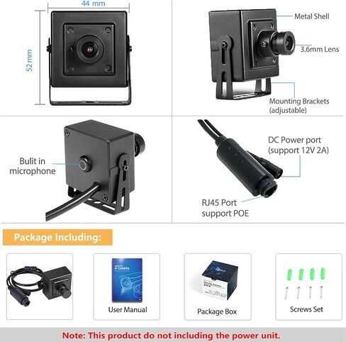 5MP Mini Security Indoor POE IP Camera Built in Microphone,Audio Camera 3.6mm Lens 80° Remote Viewing P2P CCTV Video Mini cam H.265 Motion Detection (I706-P-A-HS-S) in Kuwait