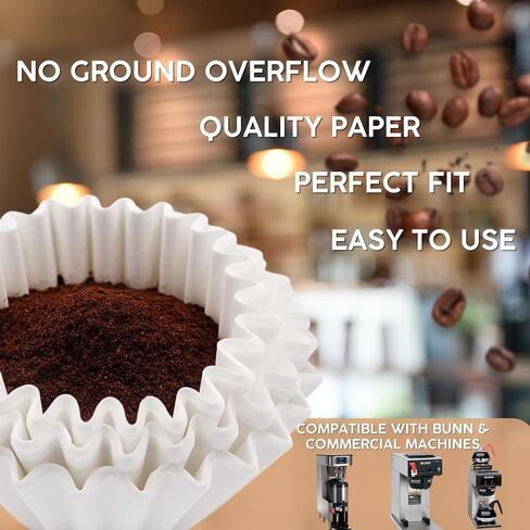 Large Coffee Filters, 12 Cup Premium Disposable Coffee Filters, 9 3/4" x 4 1/4" Inch Size, Tall-Sided Design, Compatible with Bunn Commercial & Large Brewers, No Ground Overflow, 500 Count Pack. in Saudi Arabia