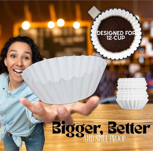 Large Coffee Filters, 12 Cup Premium Disposable Coffee Filters, 9 3/4" x 4 1/4" Inch Size, Tall-Sided Design, Compatible with Bunn Commercial & Large Brewers, No Ground Overflow, 500 Count Pack. in Saudi Arabia