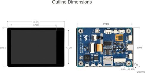 RP2350 2.8inch Touch Display Dev Board, RP2350 MCU Board with 2.8inch LCD, 240×320 Pixels, 5-Point Capacitive Touch IPS SPI Display, Dual-core&Dual-Architecture, Multiple Interfaces in Saudi Arabia