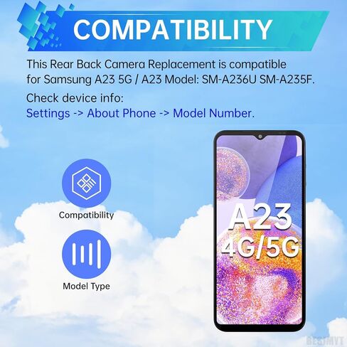 بالنسبة إلى Samsung Galaxy A23 5G A23 ، قم بإصلاح وحدة الكاميرا الخلفية البديلة للبديل عن Samsung A23 5G A23 SM-A236U SM-A236U1 SM-A235F in Kuwait