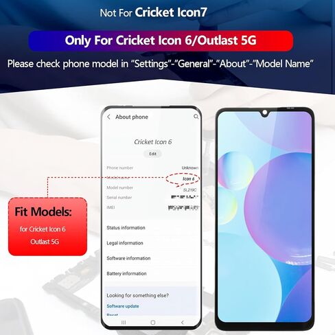 ywlrong for cricket icon 6 sl219c استبدال الشاشة للكريكيت outlast 5g sn509c عرض اللمس شاشة الرقم الاستبدال مع الأدوات （أسود） in Kuwait