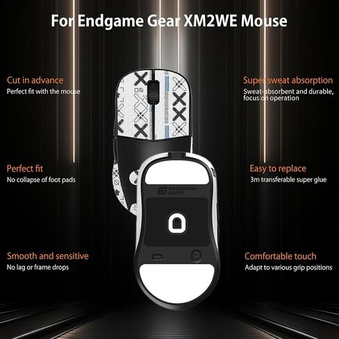 شريط قبضة الماوس تغطية كاملة لترس نهاية اللعبة XM2WE ، قبضة انزلاق الماوس ، مجموعة ترقية الفئران المهنية المقاومة للعرق (لوحة القدم + شريط قبضة الماوس الأبيض) in Kuwait