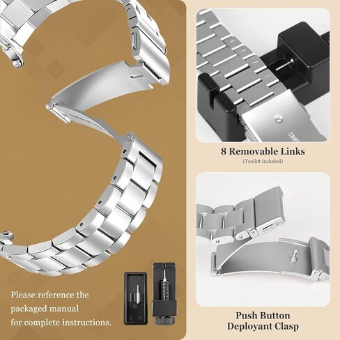 Metal Bands Compatible with Galaxy Watch 8 Band/Galaxy Watch 8 Classic Band,No Gap Business 316L Stainless Steel Strap for Samsung Galaxy Watch 8/8 Classic (2025) 46mm 44mm 40mm Women Men in Kuwait