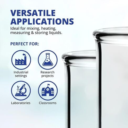 United Scientific™ 1000mL (1L) Beaker, Low Form Griffin, Boro. 3.3 Glass, Double Scale, Graduated in Saudi Arabia