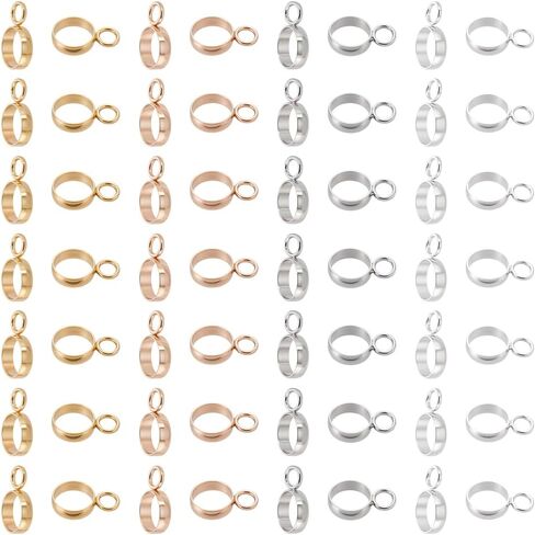 UNICRAFTALE About 80pcs 4 Colors Stainless Steel Ring Bail Beads Charm 4mm Inner Hanger Links Connectors with Loop Charms European Spacer Beads Pendant for Jewelry Making 1.8mm Hole in Saudi Arabia
