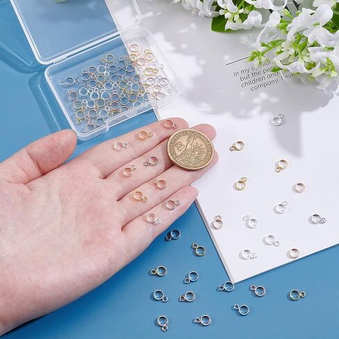UNICRAFTALE About 80pcs 4 Colors Stainless Steel Ring Bail Beads Charm 4mm Inner Hanger Links Connectors with Loop Charms European Spacer Beads Pendant for Jewelry Making 1.8mm Hole in Saudi Arabia