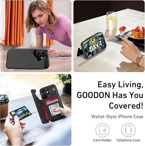 Goodon for iPhone 17 Pro Max Case Wallet - Flip Folio Leather Cover مع تصميم عصري ، 3 فتحات البطاقة ووظيفة Kickstand ، حالة هاتف واقية أنيقة للنساء و - الوردي الساخن in Kuwait