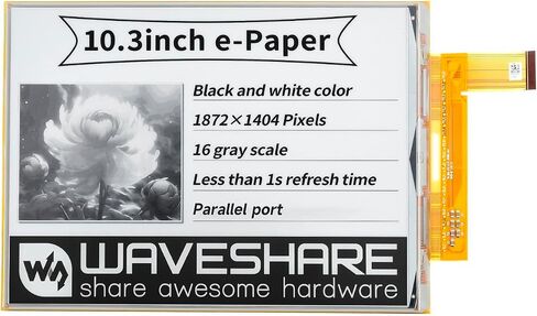 Waveshare 10.3inch Flexible E-Ink Raw Display Compatible with Raspberry Pi 4B/3B+/3B/2B/B+/A+/Zero/Zero W/WH/Zero 2W Series Boards 1872×1404 Resolution Supports Partial Refresh in Saudi Arabia