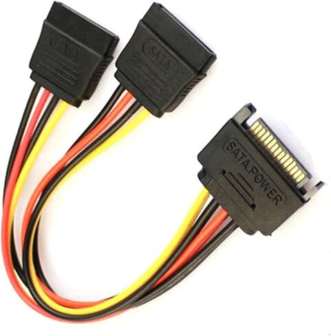 1pcs sata 15 pin male to 2 sata 15 pin cable power cable hdd y spint in Saudi Arabia