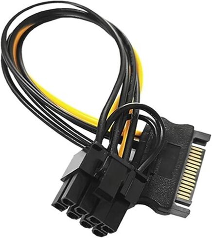 1pc 20cm SATA Cable 15pin to 8 Pin 18AWG Wire for Graphics Video Card 15pin SATA Male to 8pin 6+2 Pin PCI-E Power Supply Cable in Saudi Arabia