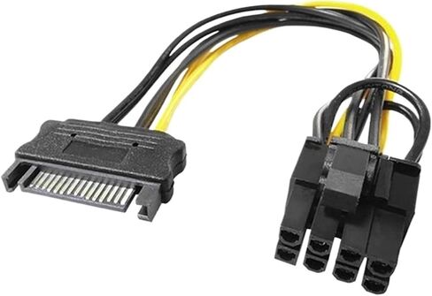 1pc 20cm SATA Cable 15pin to 8 Pin 18AWG Wire for Graphics Video Card 15pin SATA Male to 8pin 6+2 Pin PCI-E Power Supply Cable in Saudi Arabia
