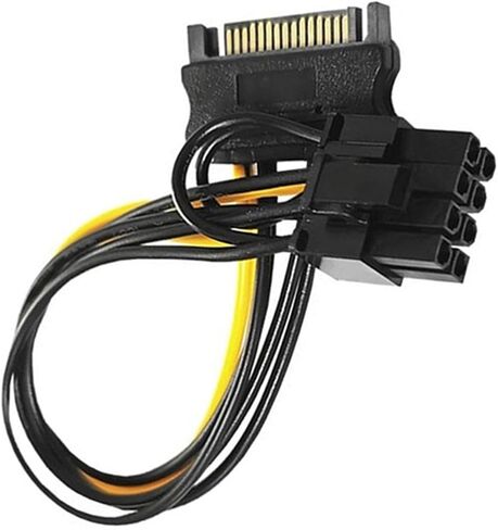 1pc 20cm SATA Cable 15pin to 8 Pin 18AWG Wire for Graphics Video Card 15pin SATA Male to 8pin 6+2 Pin PCI-E Power Supply Cable in Saudi Arabia