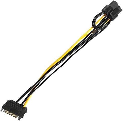 1pc 20cm SATA Cable 15pin to 8 Pin 18AWG Wire for Graphics Video Card 15pin SATA Male to 8pin 6+2 Pin PCI-E Power Supply Cable in Saudi Arabia
