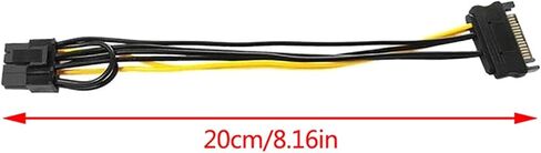 1pc 20cm SATA Cable 15pin to 8 Pin 18AWG Wire for Graphics Video Card 15pin SATA Male to 8pin 6+2 Pin PCI-E Power Supply Cable in Saudi Arabia