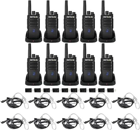 RETEVIS RT68H 2 Way Radio (10 Pack) مع سماعة الأذن Talkie (10 حزمة) ، التصور ، شاشة مخفية مقاومة للتشويش ، vox free ، talkie talkie القابلة لإعادة الشحن للبالغين مع قاعدة شحن قاعدة الشحن in Saudi Arabia
