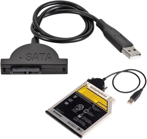 USB 2.0 إلى M1NI SATA II 7+6 13PIN محول لـ CD/DVD ROM Slimline محول كابل SATA USB البصري in Saudi Arabia