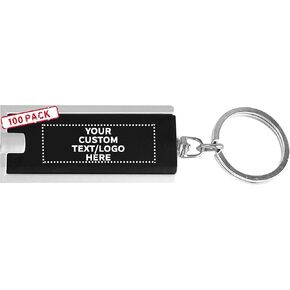 خصم Promos 100 حزمة مفاتيح المصباح - نص قابل للتخصيص ، شعار - مستطيل ، بلاستيك - أسود in Kuwait
