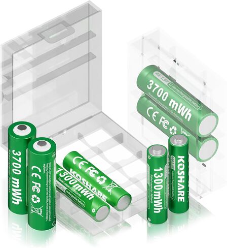 Rechargeable Batteries Lithium with 2 Plastic Boxes,8 Pack 1.5V 3700mWh AA and 1300mWh AAA,Long-Lasting Leak-Proof AA AAA Li-ion Batteries for Electronic Devices (4AA4AAA+2 Plastic Boxes) in Saudi Arabia