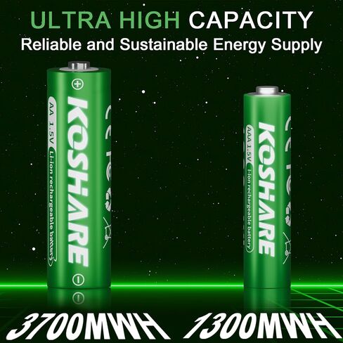Rechargeable Batteries Lithium with 2 Plastic Boxes,8 Pack 1.5V 3700mWh AA and 1300mWh AAA,Long-Lasting Leak-Proof AA AAA Li-ion Batteries for Electronic Devices (4AA4AAA+2 Plastic Boxes) in Saudi Arabia