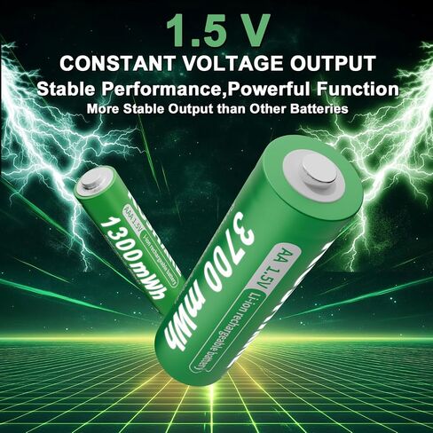 Rechargeable Batteries Lithium with 2 Plastic Boxes,8 Pack 1.5V 3700mWh AA and 1300mWh AAA,Long-Lasting Leak-Proof AA AAA Li-ion Batteries for Electronic Devices (4AA4AAA+2 Plastic Boxes) in Saudi Arabia