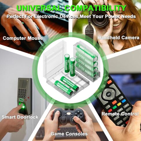 Rechargeable Batteries Lithium with 2 Plastic Boxes,8 Pack 1.5V 3700mWh AA and 1300mWh AAA,Long-Lasting Leak-Proof AA AAA Li-ion Batteries for Electronic Devices (4AA4AAA+2 Plastic Boxes) in Saudi Arabia
