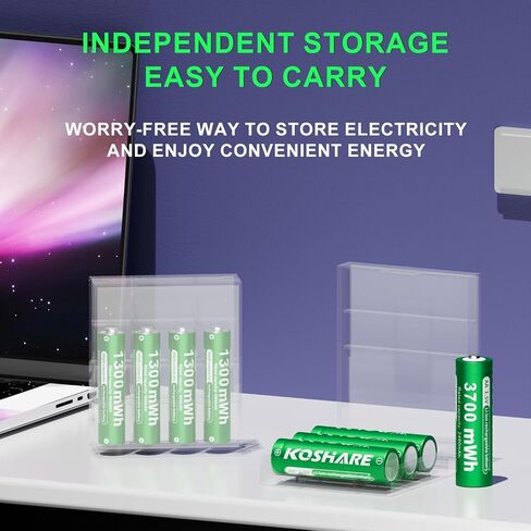 Rechargeable Batteries Lithium with 2 Plastic Boxes,8 Pack 1.5V 3700mWh AA and 1300mWh AAA,Long-Lasting Leak-Proof AA AAA Li-ion Batteries for Electronic Devices (4AA4AAA+2 Plastic Boxes) in Saudi Arabia