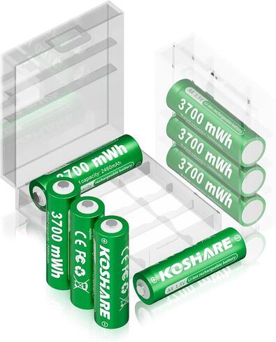 Rechargeable Batteries Lithium with 2 Plastic Boxes,8 Pack 1.5V 3700mWh AA and 1300mWh AAA,Long-Lasting Leak-Proof AA AAA Li-ion Batteries for Electronic Devices (4AA4AAA+2 Plastic Boxes) in Saudi Arabia
