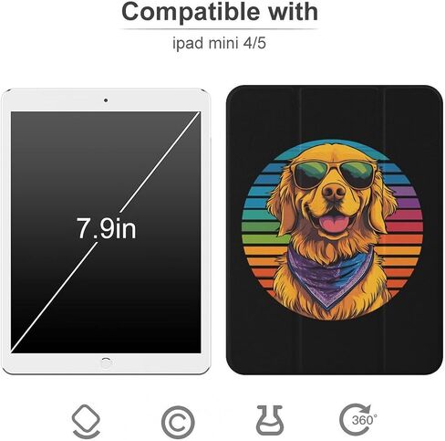 الكلب العتيق المسترد يرتدي علبة باندانا مع حامل القلم رفيع الوزن ثلاثي الأوزان متوافق مع iPad mini 4/5/6 mini4/5 （7.9in） in Kuwait