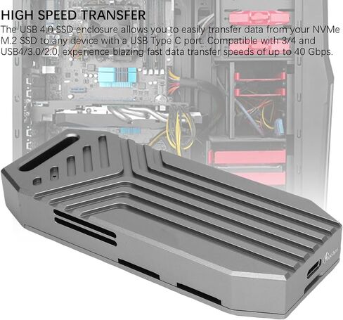 BEWINNER 40GBPS M.2 NVME SSD العلبة مع وسادات حرارية مزدوجة ، قذيفة سبيكة الألومنيوم ، USB4.0 النوع C ، الإعداد 5 ثانية ، معجون كابل معتمد in Kuwait