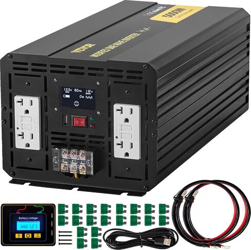 VEVOR Power Inverter, 5000W Modified Sine Wave Inverter, DC 12V to AC 110V Car Converter, with LCD Display, Remote Controller, LED Indicator, GFCI Outlets Inverter for Truck RV Car Boat Travel Camping in Saudi Arabia