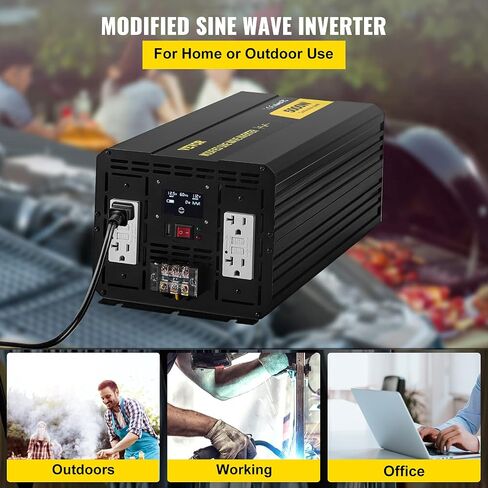 VEVOR Power Inverter, 5000W Modified Sine Wave Inverter, DC 12V to AC 110V Car Converter, with LCD Display, Remote Controller, LED Indicator, GFCI Outlets Inverter for Truck RV Car Boat Travel Camping in Saudi Arabia
