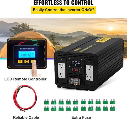 VEVOR Power Inverter, 5000W Modified Sine Wave Inverter, DC 12V to AC 110V Car Converter, with LCD Display, Remote Controller, LED Indicator, GFCI Outlets Inverter for Truck RV Car Boat Travel Camping in Saudi Arabia