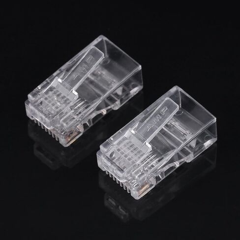 ASHATA 100 Pcs Cat5e RJ45 Modular Plug,Cat5 Cat5e Network Internet Connector,RJ45 8P8C Cable Modular Plug Heads,Network Connection Accessories,Transparent in Saudi Arabia