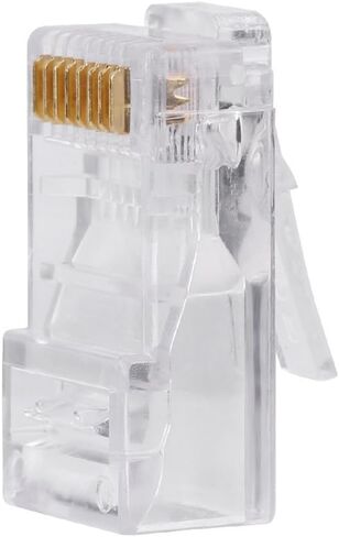 ASHATA 100 Pcs Cat5e RJ45 Modular Plug,Cat5 Cat5e Network Internet Connector,RJ45 8P8C Cable Modular Plug Heads,Network Connection Accessories,Transparent in Saudi Arabia