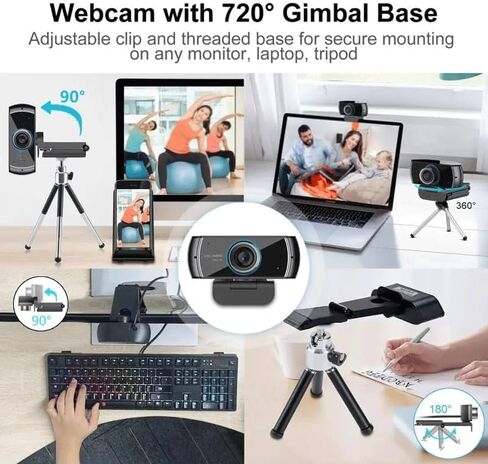 1080p Webcam with Microphone 100°Wide Angle Video Conferencing Live Streaming Free Drive for PC Laptop in Saudi Arabia