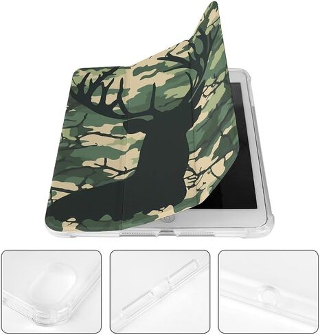 صورة ظلية الغزلان على حالة نمط التمويه مع حامل القلم رفيع الخفيفة الوزن trifold موقف متوافق مع iPad mini 4/5/6 mini6 （8.3in） in Kuwait