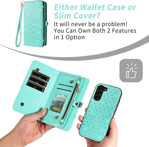 Phone Case for Samsung Galaxy Z Fold 6 5G 2024 Zipper Wallet Detachable Cell Cover with Crossbody Lanyard Strap Bling Glitter Flip Card Holder Slot ZFold6 Z6 G Fold6 6Z Women Men Girls White in Saudi Arabia