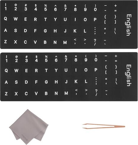 ملصقات لوحة مفاتيح Mosiso 2PCS Universal English وملفقة وتنظيف القماش ، رسائل مفتاح Keycaps الفردية ملصقات استبدال الخلفية السود in Saudi Arabia