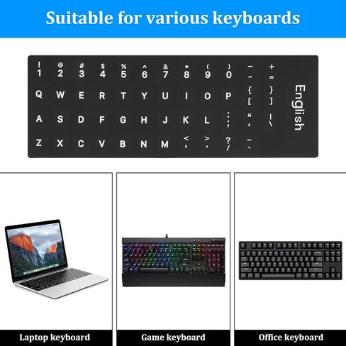 ملصقات لوحة مفاتيح Mosiso 2PCS Universal English وملفقة وتنظيف القماش ، رسائل مفتاح Keycaps الفردية ملصقات استبدال الخلفية السود in Saudi Arabia